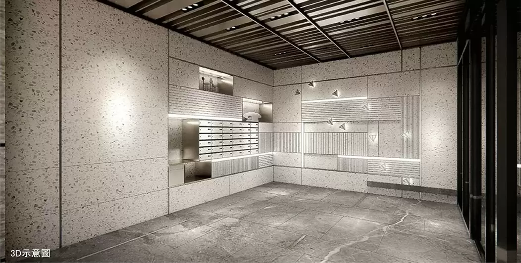 中山北美 美山林建設-中山北美室內公設3D示意圖-大廳入口