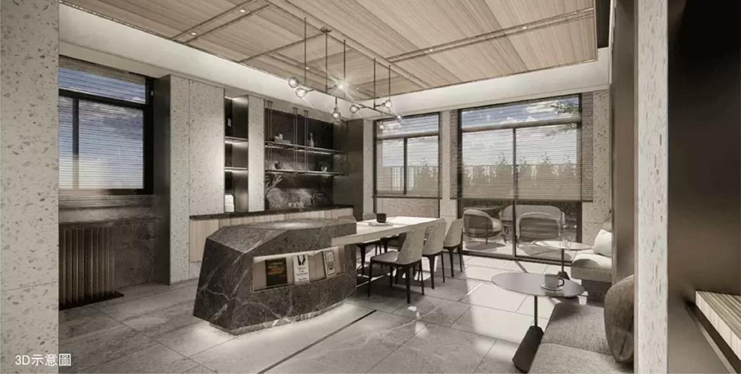 中山北美 美山林建設-中山北美室內公設3D示意圖-交誼廳