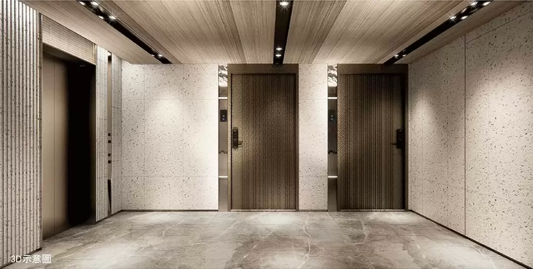 中山北美 美山林建設-中山北美室內公設3D示意圖-門口玄關