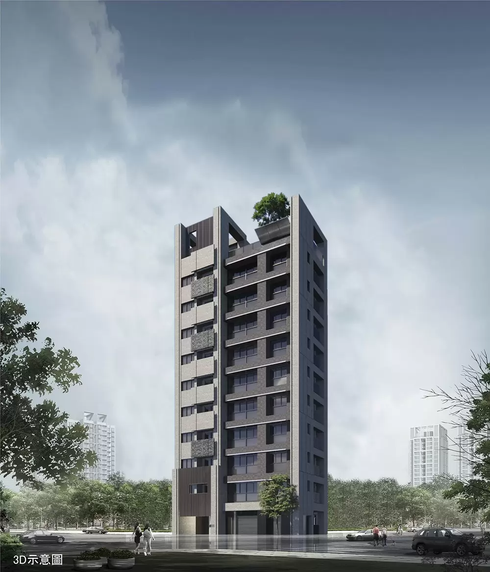 中山北美 美山林建設-中山北美外觀3D示意圖-南面透視圖