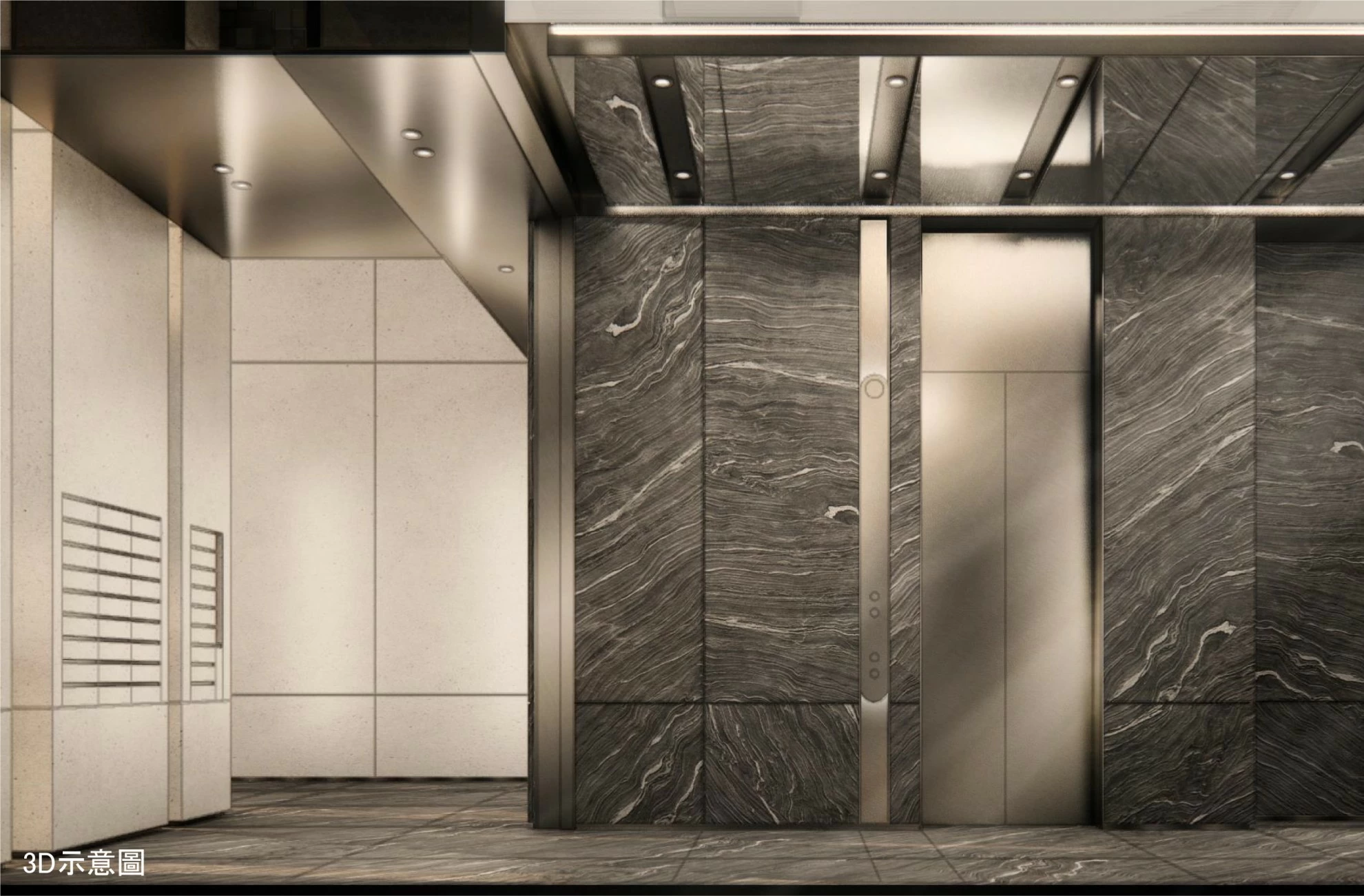 昕原澍 美山林建設-昕原澍室內公設3D示意圖-門口玄關